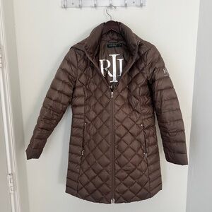 Ralph Lauren Brown Quilted Puffer Coat